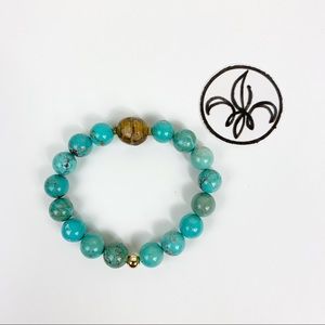 Turquoise and Tiger’s Eye Bead Stretch Bracelet